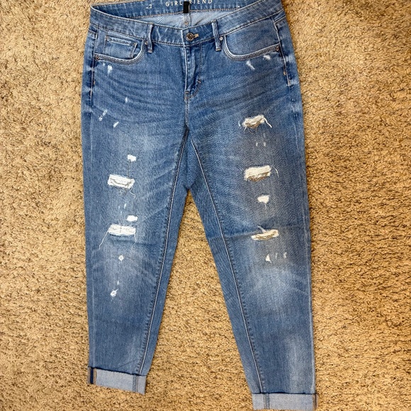 WHBM Jeans Womens 2 Blue The Girlfriend Distressed Light Wash Stretch - Picture 1 of 4
